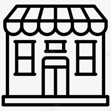 商店商业建筑市场图标图标