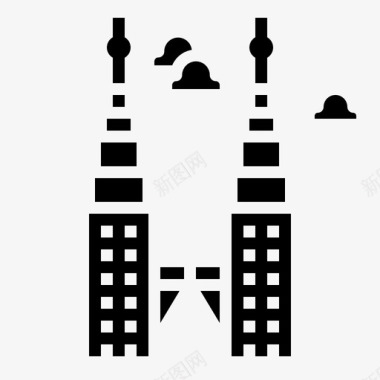 马来西亚国家石油公司双塔工程塔楼图标图标