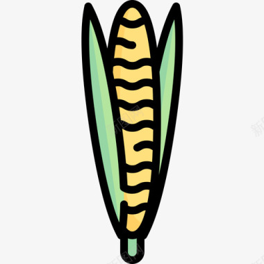 玉米感恩节45线形颜色图标图标