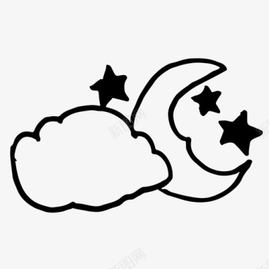 月亮和星星云夜图标图标