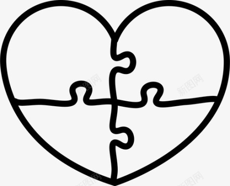 心四分五裂的心谜的心拼图块图标图标