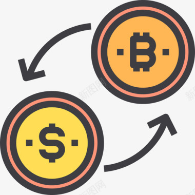 加密货币交换加密货币和比特币4线性颜色图标图标
