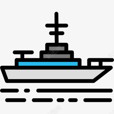战舰军用27线性颜色图标图标