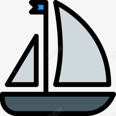 帆船旅游2线色图标图标