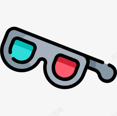 扁平化3D眼镜3d眼镜书呆子22线性颜色图标图标