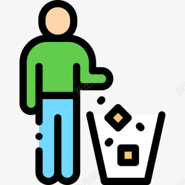 公共标识安全垃圾公共标志6线性颜色图标图标