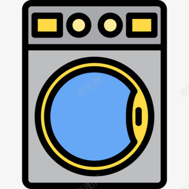 洗衣机家用电器设备2线性颜色图标图标