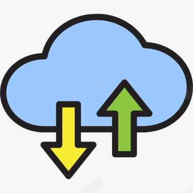 3d数据传输数据库和云3线颜色图标图标