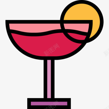 鸡尾酒36号酒吧线性颜色图标图标
