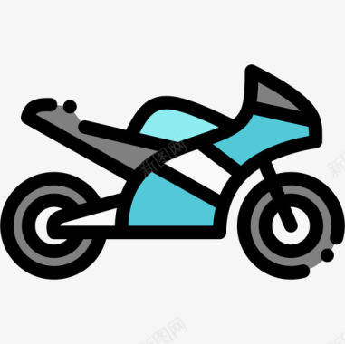 摩托车极限运动19线性颜色图标图标