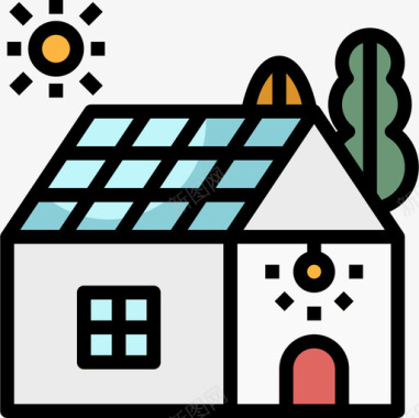 电力太阳能9月能源4日线性颜色图标图标
