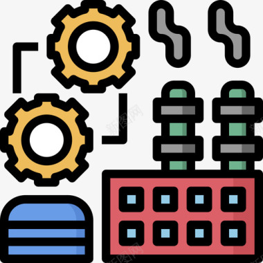 电力工业工厂重工业和电力工业3线性颜色图标图标