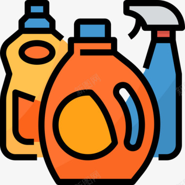 洗涤标签洗涤标识洗涤剂超市28线性颜色图标图标