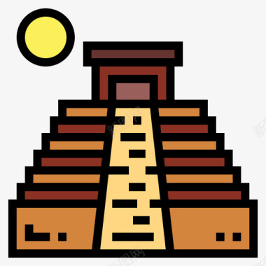 玛雅金字塔埃及29线性颜色图标图标