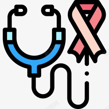 听诊器世界癌症意识日11线性颜色图标图标
