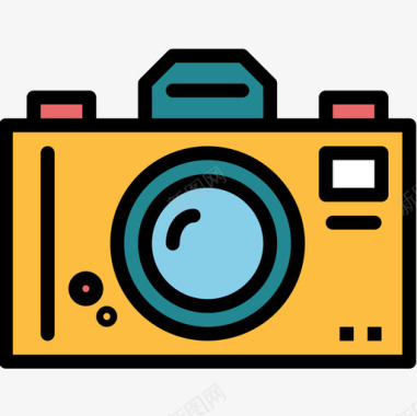 相机标志相机野餐38线性颜色图标图标