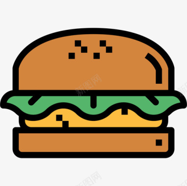 汉堡食品饮料3线性颜色图标图标