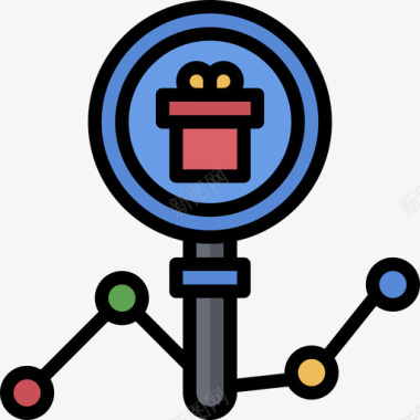 放大镜电子商务113线性颜色图标图标