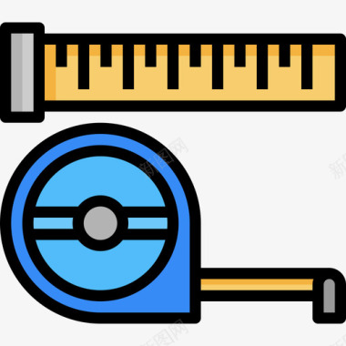 混色背景建筑施工卷尺3线色图标图标
