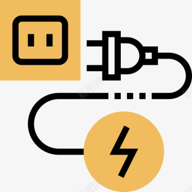 插座核5黄色阴影图标图标