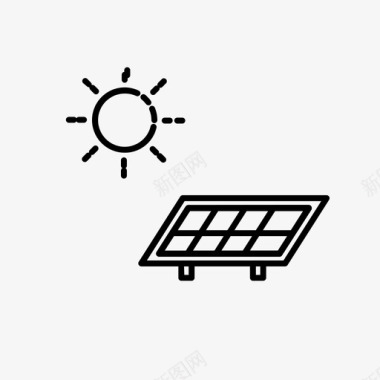手绘太阳能板光伏电力能源图标图标