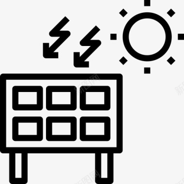 粉色太阳太阳能电池板工业12线性图标图标