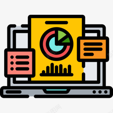 线性装饰报告市场营销85线性颜色图标图标