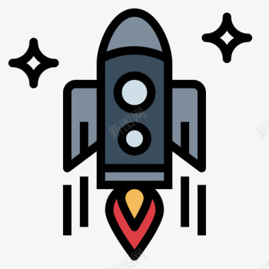 火箭武器10线性颜色图标图标