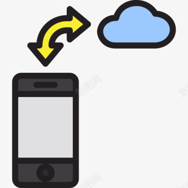 云传输数据传输数据库和云3线颜色图标图标