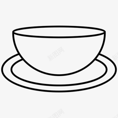 杯子碗咖啡店轮廓图标图标