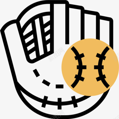 棒球手套美国5号黄色阴影图标图标