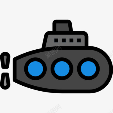 潜水艇潜水11线性颜色图标图标