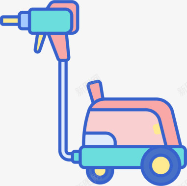 雨刮器洗车器线性颜色图标图标
