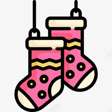 圣诞袜圣诞168线性颜色图标图标