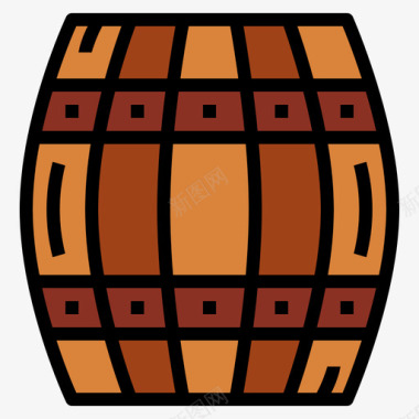 矢量木桶木桶海盗12线纹颜色图标图标