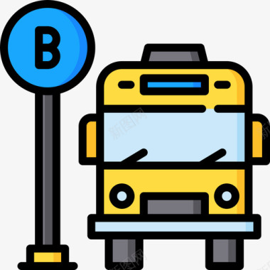 常用标识公交车站城市生活17线性颜色图标图标