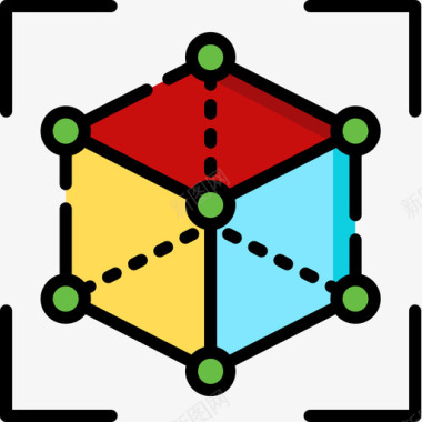 虚拟环绕声立方体虚拟现实45线颜色图标图标