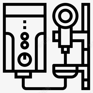 全自动热水器热水器家具111线性图标图标