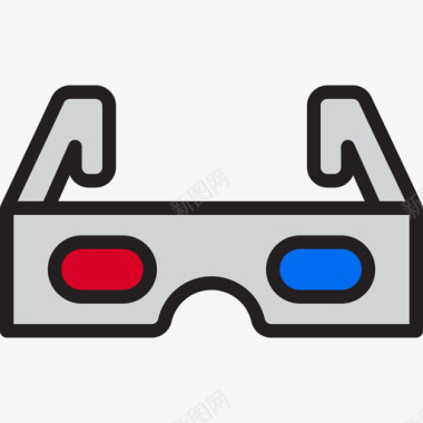 3d眼镜复古小工具7线性颜色图标图标