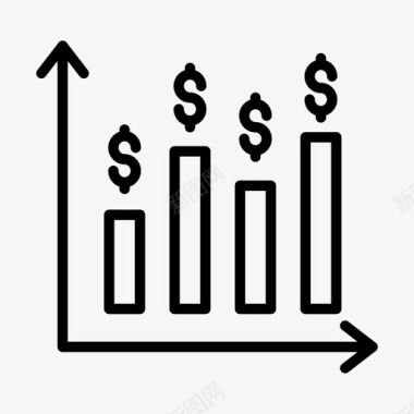 矢量统计图金融学美元统计图金融学64线图图标图标