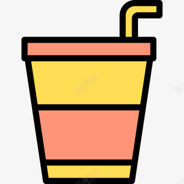 哈密瓜冰冰咖啡食物116线性颜色图标图标