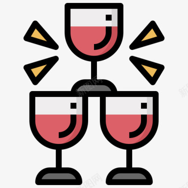 葡萄酒婚礼158线性颜色图标图标