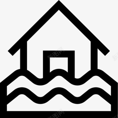 水淹房屋自然灾害线性图标图标
