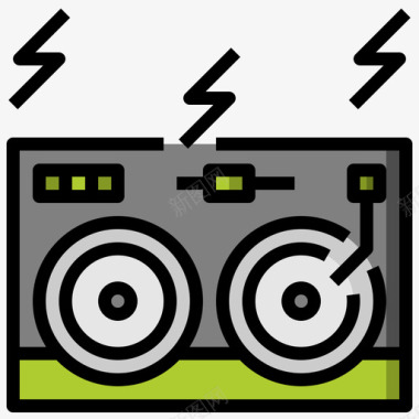 DJ音乐81线性颜色图标图标