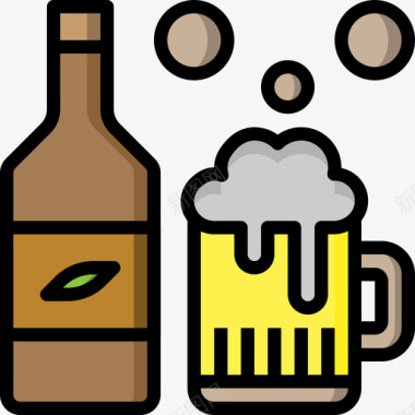 啤酒烧烤和烧烤派对3线性颜色图标图标