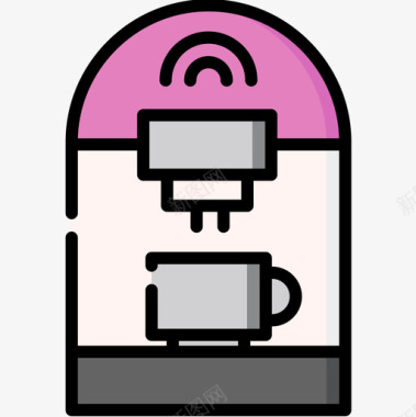 咖啡机智能家居11线性颜色图标图标