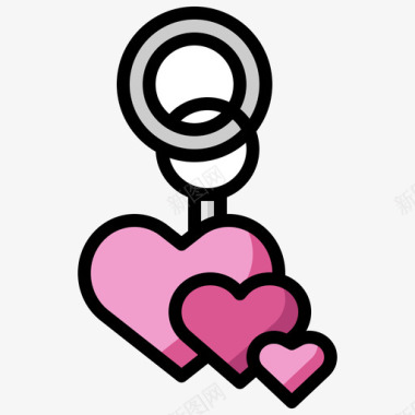 钥匙扣爱情与浪漫14线性颜色图标图标