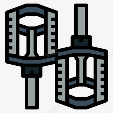 踏板踏板自行车2线性颜色图标图标