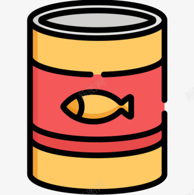 鱼类食品宠物店54线性颜色图标图标