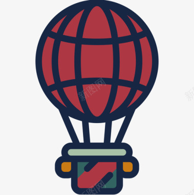 气球热气球运输120线颜色图标图标